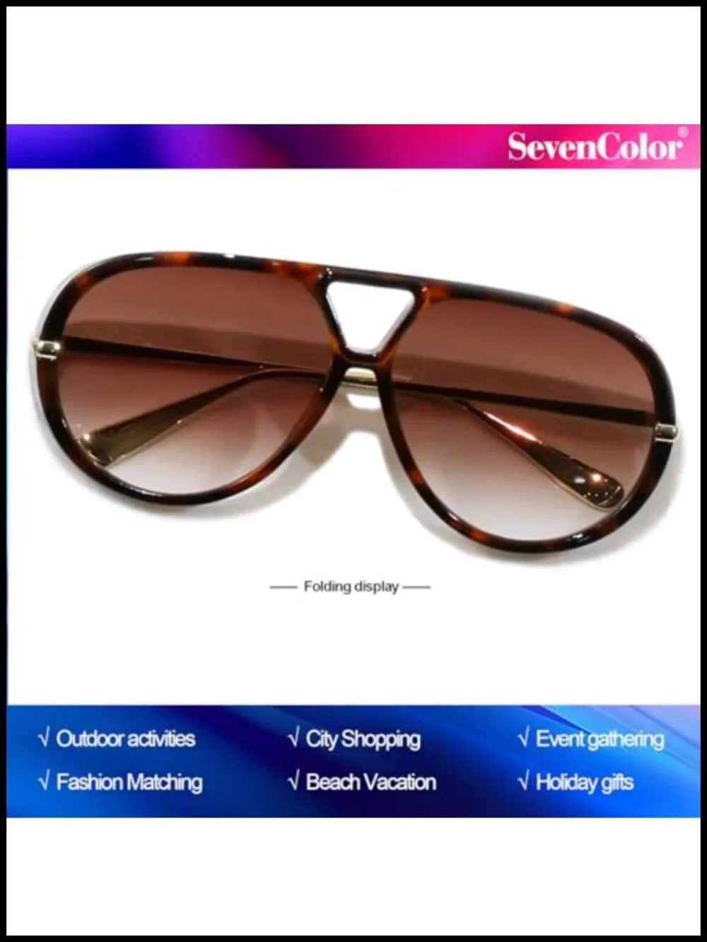 Oversized Aviator Sunglasses Retro Shield UV400 Protection Unisex